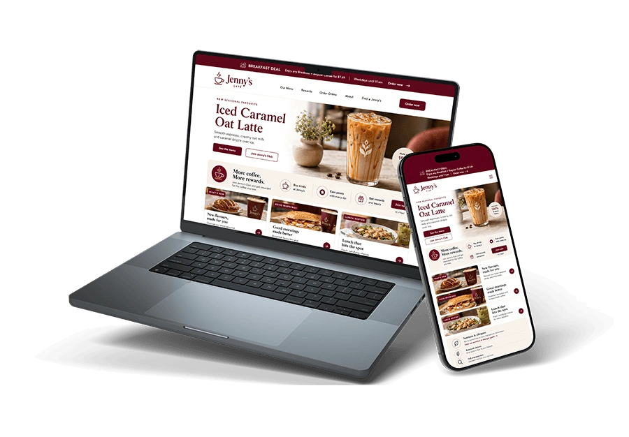 Laptop and mobile device showing a sample website